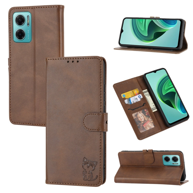 Embossed Happy Cat Pattern Leather Phone Case, For Sony Xperia 1 IV, For Sony Xperia 10 IV, For Xiaomi Redmi Note 11E