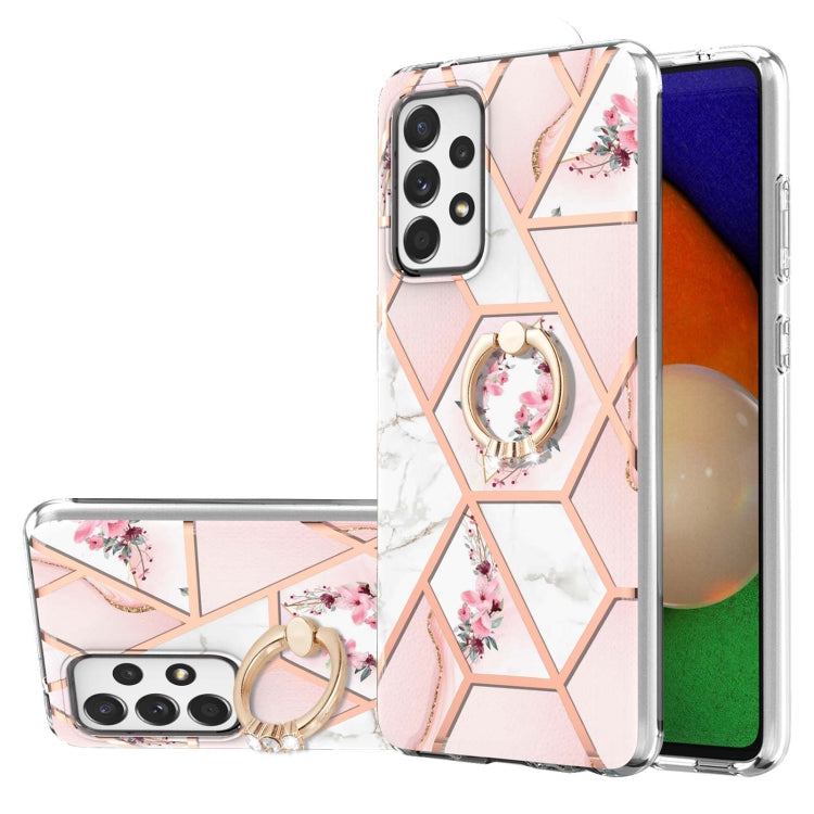 Splicing Marble Flower Pattern TPU Ring Holder Case, For Samsung Galaxy A13 4G, For Samsung Galaxy A23 5G / 4G, For Samsung Galaxy A33 5G, For Samsung Galaxy A53 5G, For Samsung Galaxy A73 5G, For Samsung Galaxy Note20, For Samsung Galaxy Note20 Ultra