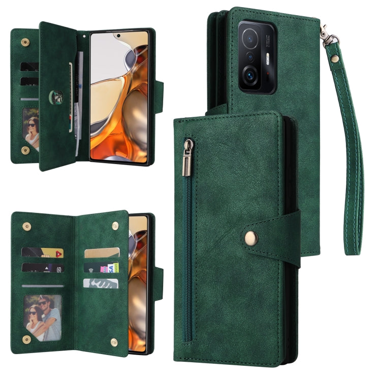 Rivet Buckle 9 Cards Three Fold Leather Phone Case, For OnePlus Nord N10 5G, For Samsung Galaxy Note20, For OnePlus 10 Pro 5G, For Samsung Galaxy A23 4G, For Xiaomi 11T