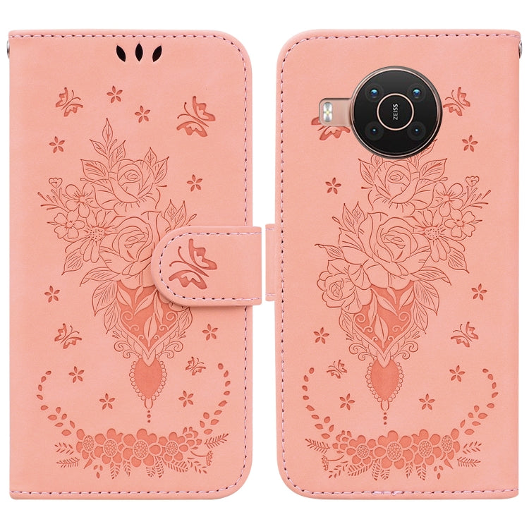Butterfly Rose Embossed Leather Phone Case, For Nokia 6.2 / 7.2, For Nokia G10 / G20, For Nokia X10 / X20