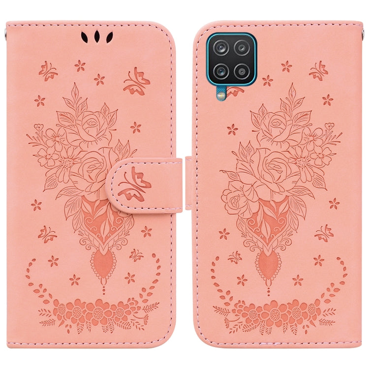 Butterfly Rose Embossed Leather Phone Case, For Samsung Galaxy A12 5G, For Samsung Galaxy A21s, For Samsung Galaxy A22 4G, For Samsung Galaxy A31, For Samsung Galaxy A32 4G, For Samsung Galaxy A32 5G, For Samsung Galaxy A42 5G