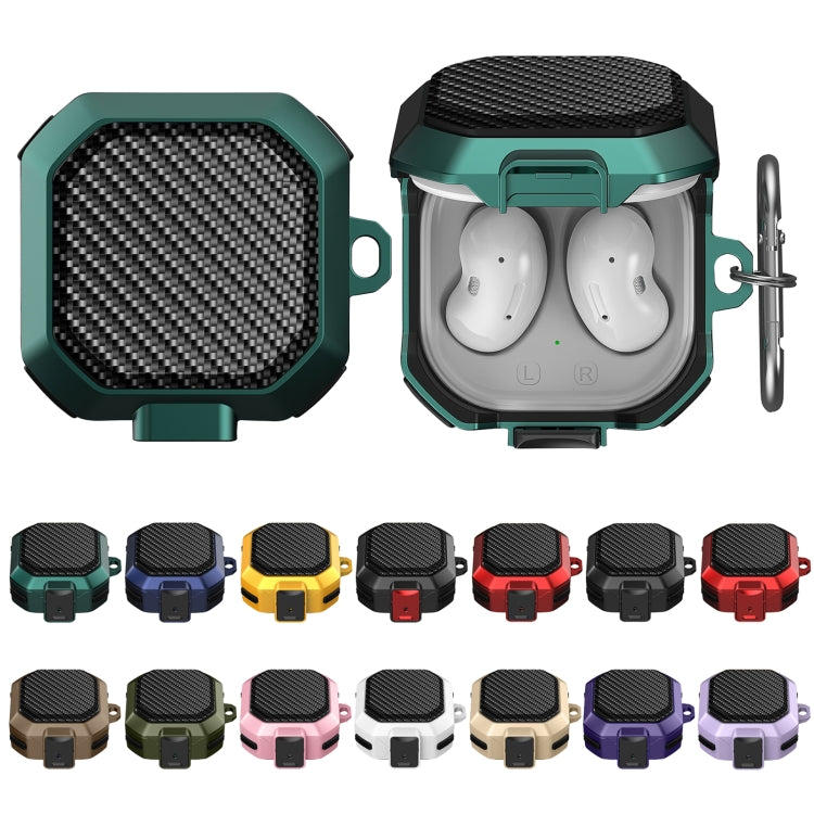 Carbon Fiber Texture Anti-fall Earphones Case with Switch, For Samsung Galaxy Buds Live/Buds Pro/Buds 2/2 Pro