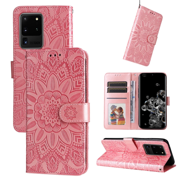 Embossed Sunflower Leather Phone Case, For Samsung Galaxy S20 Ultra, For Samsung Galaxy S20 FE / S20 FE 5G, For Samsung Galaxy S10, For Samsung Galaxy S10+, For Samsung Galaxy S10e, For Samsung Galaxy A03 EU 166mm, For Samsung Galaxy A03 Global 164mm