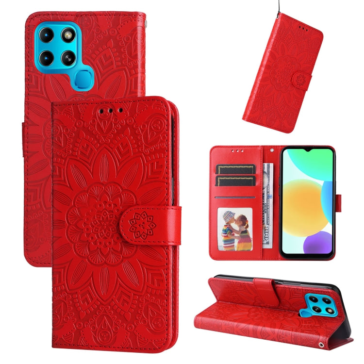 Embossed Sunflower Leather Phone Case, For Xiaomi Redmi K40S / Poco F4, For Xiaomi Redmi Note 11T Pro/Poco X4 GT, For Infinix Hot 12, For Infinix Hot 12 Play, For Infinix Smart 6