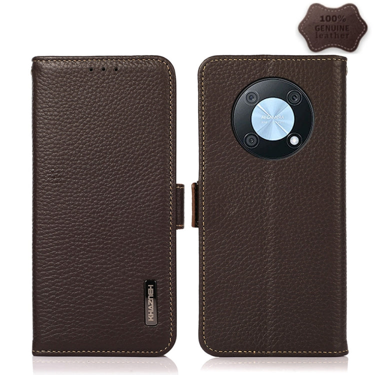 KHAZNEH Litchi Texture RFID Genuine Leather Phone Case, For Huawei nova Y90 / Enjoy 50 Pro