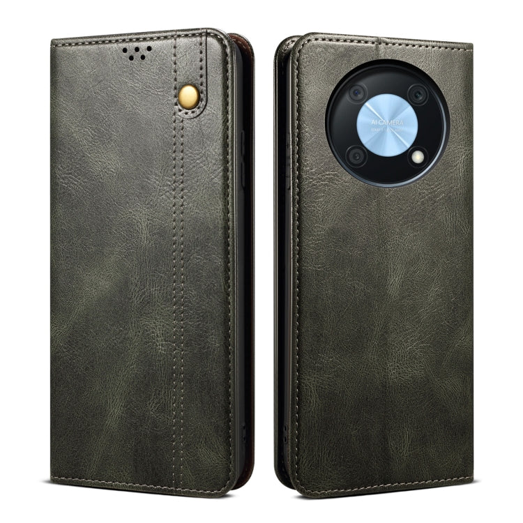 Oil Wax Crazy Horse Texture Leather Phone Case, For Huawei nova Y90 4G/Enjoy 50 Pro