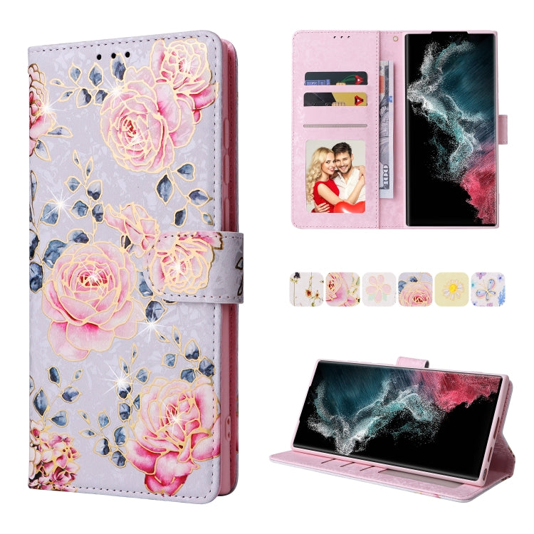 Bronzing Painting RFID Leather Case, For Samsung Galaxy S22 Ultra, For Samsung Galaxy S22 Plus, For Samsung Galaxy S22, For Samsung Galaxy S21 Ultra, For Samsung Galaxy S21 Plus, For Samsung Galaxy S21 FE 5G, For Samsung Galaxy S21 5G