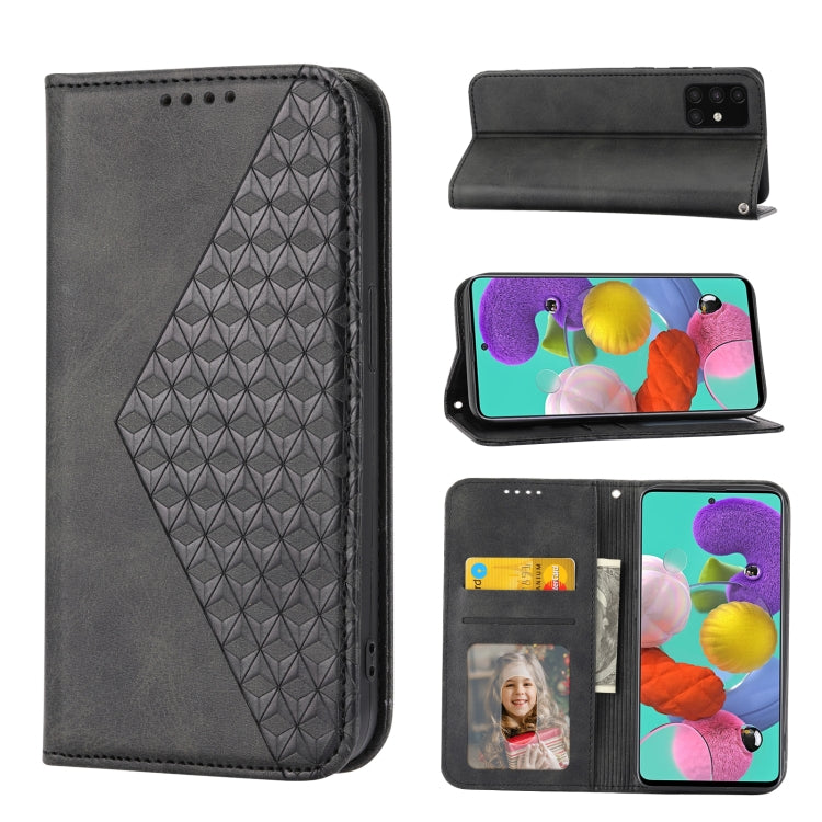 Cubic Grid Calf Texture Magnetic Closure Leather Phone Case, For Samsung Galaxy A51 4G, For Samsung Galaxy A71 4G, For Samsung Galaxy A32 4G, For Samsung Galaxy A32 5G, For Samsung Galaxy A52 4G / 5G, For Samsung Galaxy A72 4G / 5G