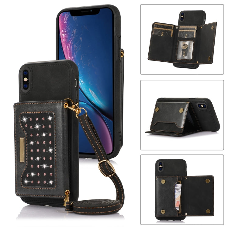 Three-fold RFID Leather Phone Case with Lanyard, For iPhone XS, For iPhone XS Max, For Samsung Galaxy A12, For Samsung Galaxy A13 4G/A13 5G, For Samsung Galaxy A51 4G, For Samsung Galaxy A53 5G, For Samsung Galaxy A52 5G/A52s 5G