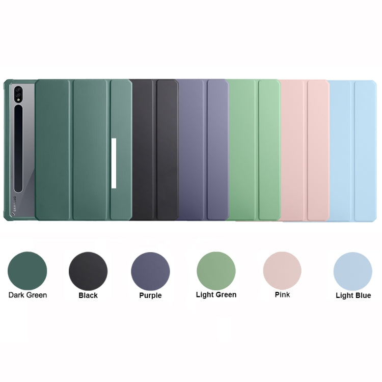 Acrylic 3-folding Smart Leather Tablet Case, For Samsung Galaxy Tab S7, For Samsung Galaxy Tab S7+, For Samsung Galaxy Tab S6 Lite