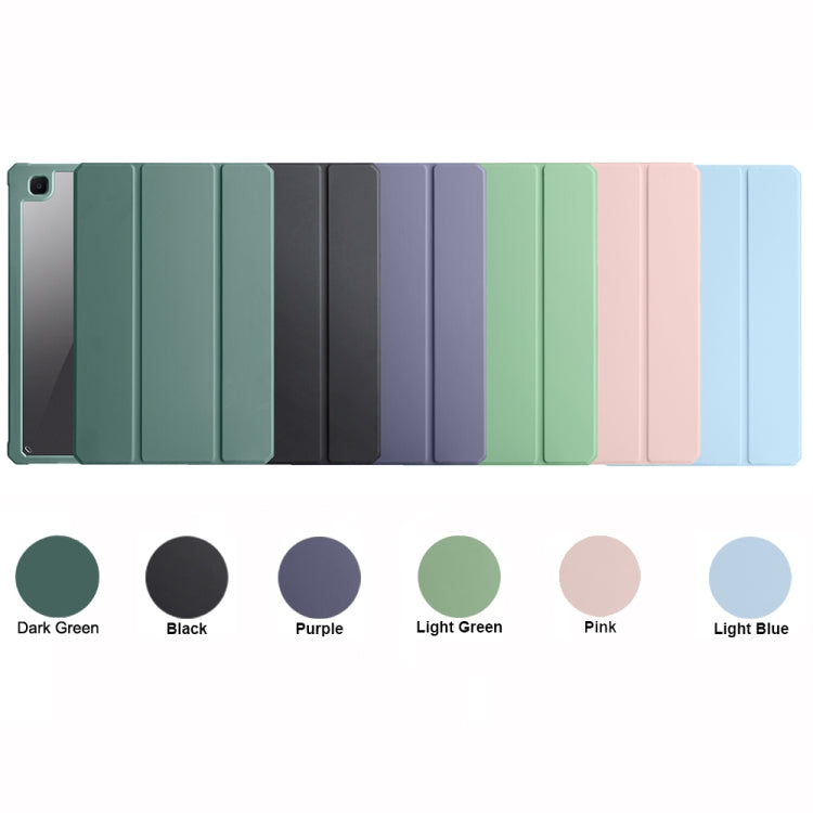 Acrylic 3-folding Smart Leather Tablet Case, For Samsung Galaxy Tab S7, For Samsung Galaxy Tab S7+, For Samsung Galaxy Tab S6 Lite