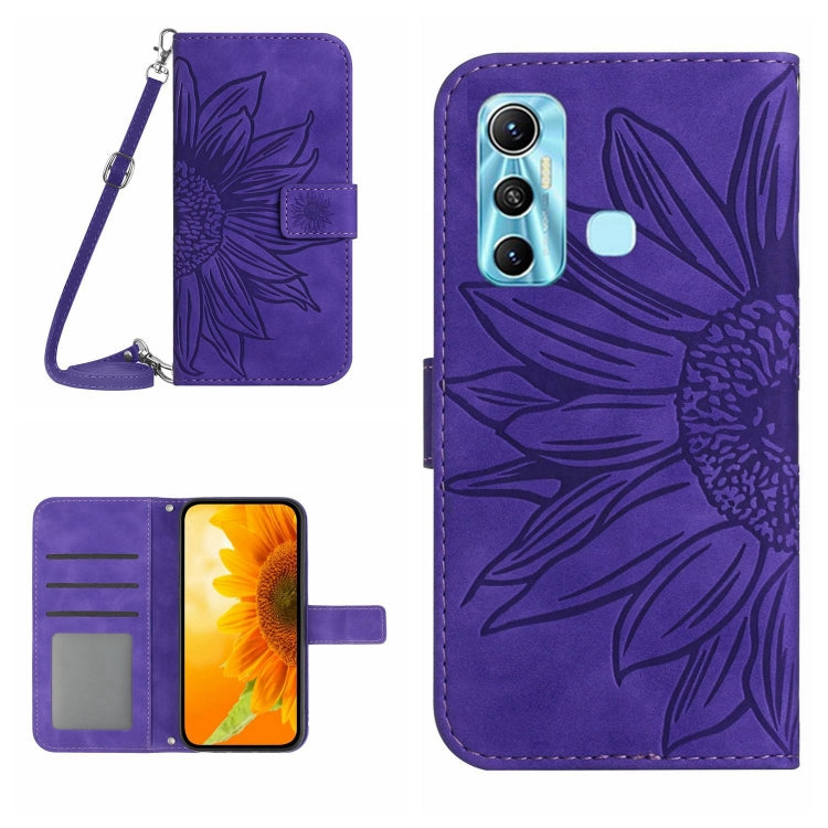 Skin Feel Sun Flower Pattern Flip Leather Phone Case with Lanyard, For Infinix Hot 10, For Infinix Hot 10i / Smart 5 Pro, For Infinix Hot 10S / 10S NFC, For Infinix Hot 11