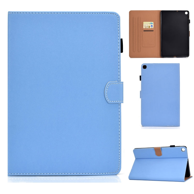 Sewing Thread Horizontal Solid Color Flat Leather Case with Sleep Function & Pen Cover & Anti Skid Strip & Card Slot & Holder, For Galaxy Tab S6 Lite