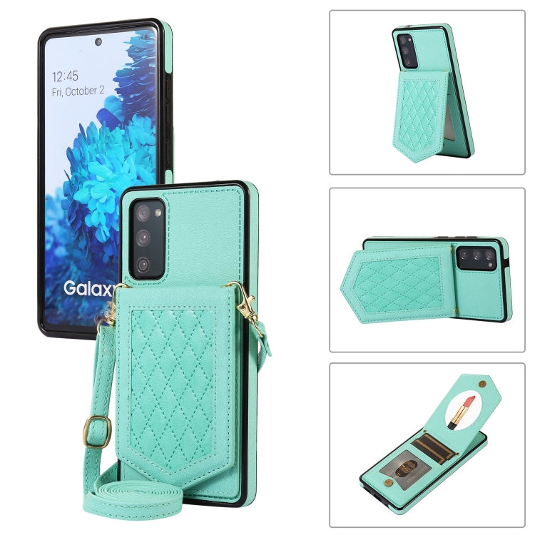 Rhombic Texture RFID Phone Case with Lanyard & Mirror, For Samsung Galaxy S20+, For Samsung Galaxy S20 FE, For Samsung Galaxy S21 Ultra 5G, For Samsung Galaxy S22+ 5G, For Samsung Galaxy S22 5G, For Samsung Galaxy S21 5G, For Samsung Galaxy S21+ 5G