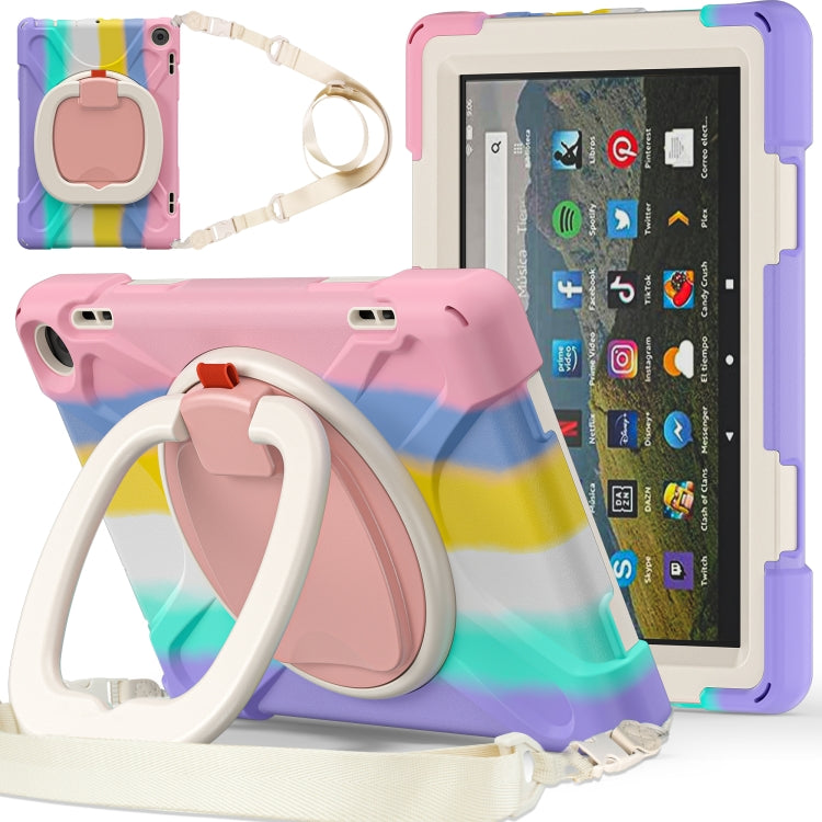 Silicone + PC Protective Tablet Case with Holder & Shoulder Strap, For Amazon Fire HD 8 2022