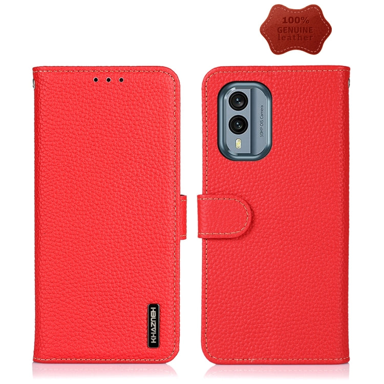 KHAZNEH Litchi Genuine Leather Phone Case, For Nokia X30 5G
