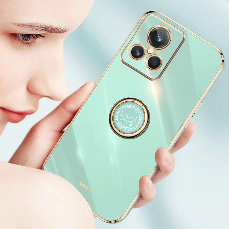 XINLI Straight Edge 6D Electroplate TPU Phone Case with Ring Holder, For vivo Y77 5G Global