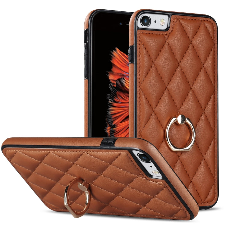 Rhombic PU Leather Phone Case with Ring Holder, For iPhone 11 Pro, For iPhone 11 Pro Max, For iPhone X / XS, For iPhone XR, For iPhone XS Max, For iPhone SE 2020 / SE 2022 / 7 / 8