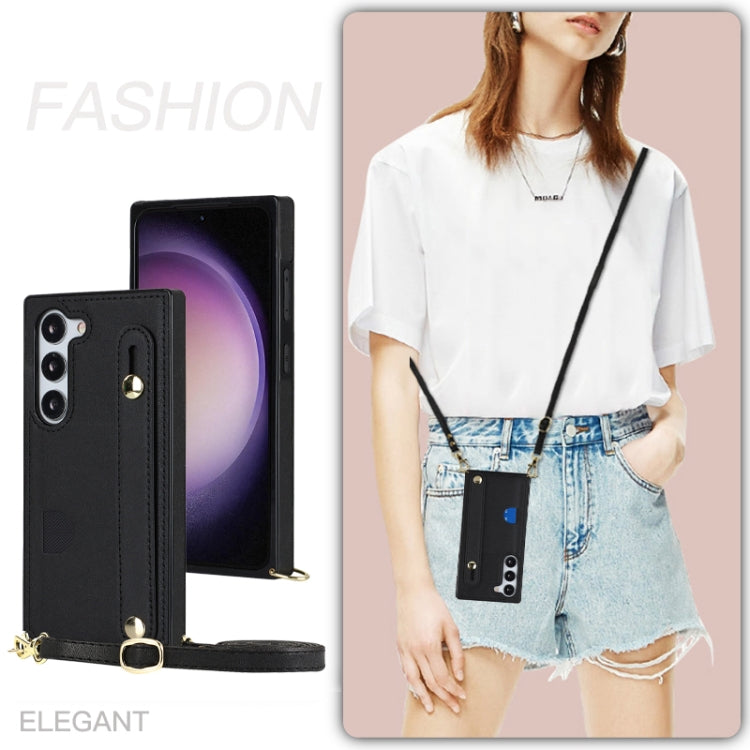 Cross-body Wristband Holder Square Phone Case, For Samsung Galaxy S23 5G, For Samsung Galaxy S23+ 5G, For Samsung Galaxy S23 Ultra 5G