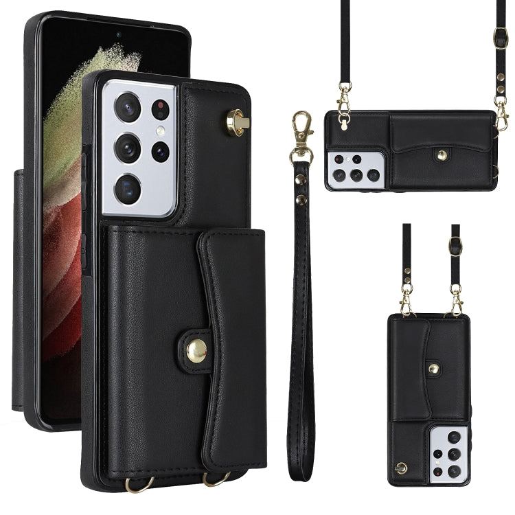 RFID Card Slot Leather Phone Case with Long Lanyard, For Samsung Galaxy S21 Ultra 5G, For Samsung Galaxy S20, For Samsung Galaxy S20+, For Samsung Galaxy S20 Ultra, For Samsung Galaxy S10, For Samsung Galaxy S10+, For Samsung Galaxy Note10
