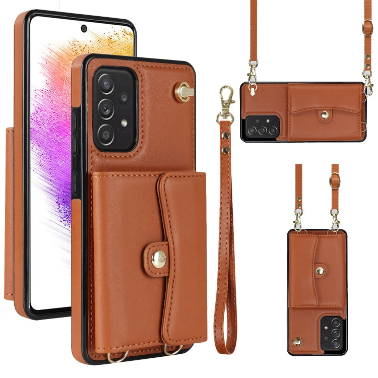 RFID Card Slot Leather Phone Case with Long Lanyard, For Samsung Galaxy A70, For Samsung Galaxy A71 4G, For Samsung Galaxy A71 5G, For Samsung Galaxy A73 5G