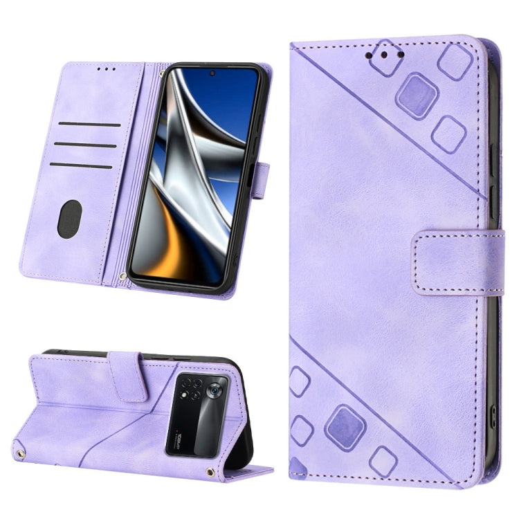 Skin-feel Embossed Leather Phone Case, For Xiaomi Poco X4 Pro 5G, For Xiaomi Redmi 10 2022 / Note 11 4G, For Xiaomi Redmi 10 Prime+ 5G, For Xiaomi Redmi 10A, For Xiaomi Redmi 10C 4G, For Xiaomi Redmi A1, For Xiaomi Redmi K50 Pro / K50