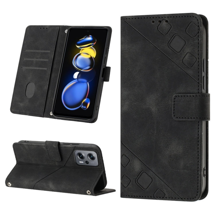 Skin-feel Embossed Leather Phone Case, For Xiaomi Redmi Note 11 Pro 5G / 4G, For Xiaomi Redmi Note 11s / 11 4G, For Xiaomi Redmi Note 11T Pro 5G / 11T Pro+ 5G