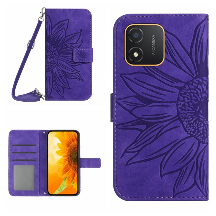 Skin Feel Sun Flower Embossed Flip Leather Phone Case with Lanyard, For Realme C55, For Xiaomi Redmi Note 12 4G Global, For Honor X9a 5G / Magic5 Lite, For Honor X5 4G