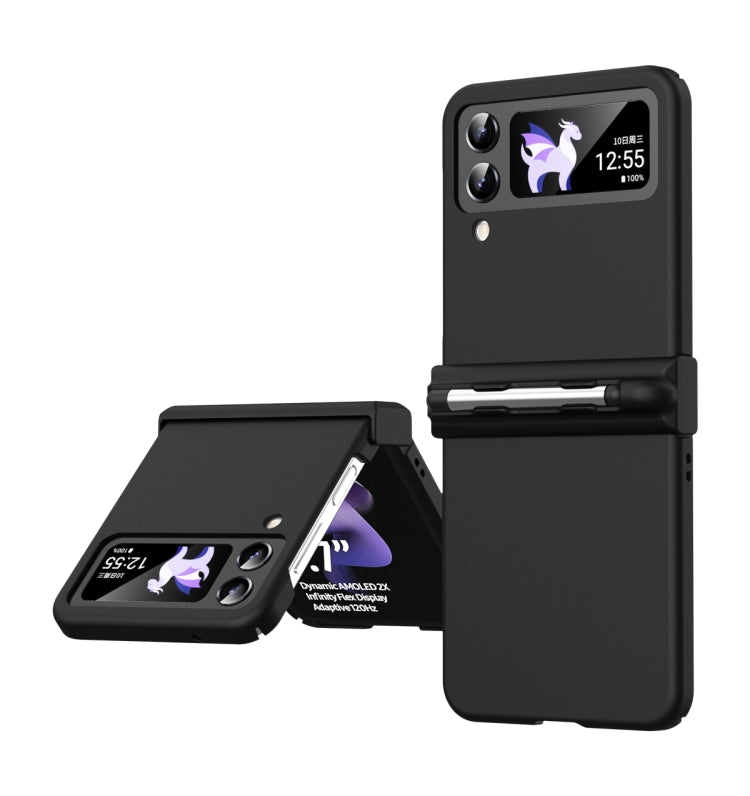 Macaron Three-piece Set Phone Case with Stylus, For Samsung Galaxy Z Flip4 5G