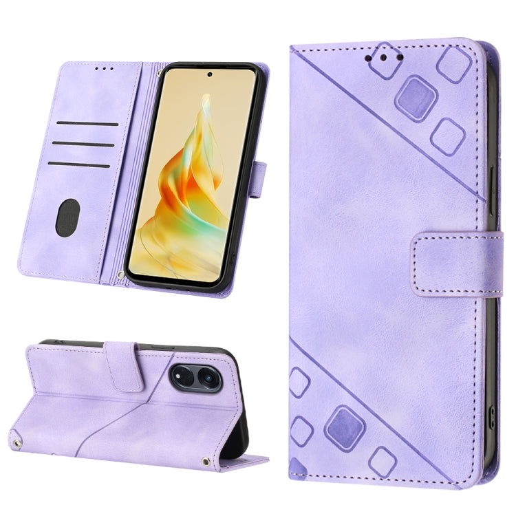 Skin-feel Embossed Leather Phone Case, For Realme 6, For Realme 6 Pro, For OPPO Reno5 A, For OPPO Reno9 Pro+, For OPPO Reno4, For OPPO Reno5 4G / Reno5 5G, For OPPO Reno6 4G, For OPPO Reno8 T 5G/A1 Pro 5G Global