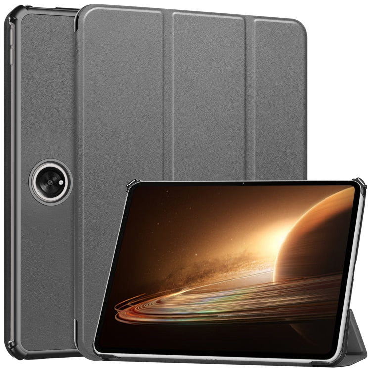 Custer Pure Color 3-Fold Holder Smart Leather Tablet Case, For OPPO Pad 2 11.6 inch