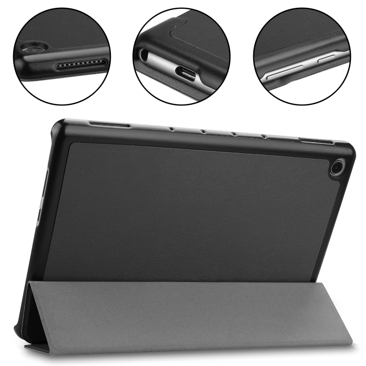 For Huawei M5 Lite 10.0 inch Custer Pattern Pure Color Horizontal Flip Leather Case with Three-folding Holder & with Sleep / Wake-up Function, For Huawei MediaPad M5 Lite 10.0 inch