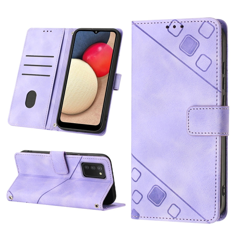 Skin-feel Embossed Leather Phone Case, For Samsung Galaxy A02s 164mm, For Samsung Galaxy A02s 166mm, For Samsung Galaxy A03 166mm EU Version, For Samsung Galaxy A03 164mm Global, For Samsung Galaxy A23 JP Version, For Samsung Galaxy A24 4G
