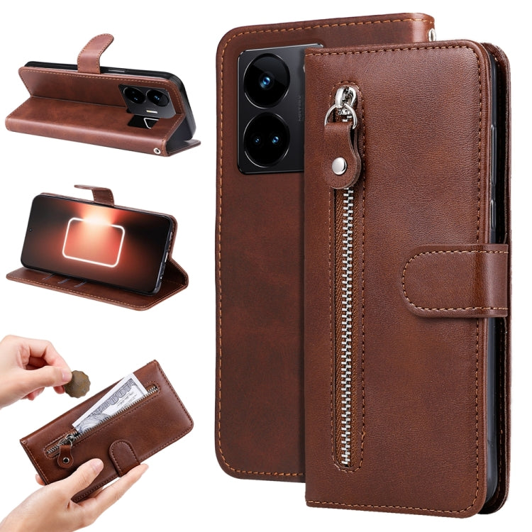 Fashion Calf Texture Zipper Leather Phone Case, For Realme GT Neo 5 5G / GT3