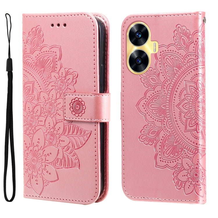 Seven-petal Flowers Embossing Leather Phone Case, For Realme C65 4G, For Realme GT Neo 5 5G / GT3, For Realme C55