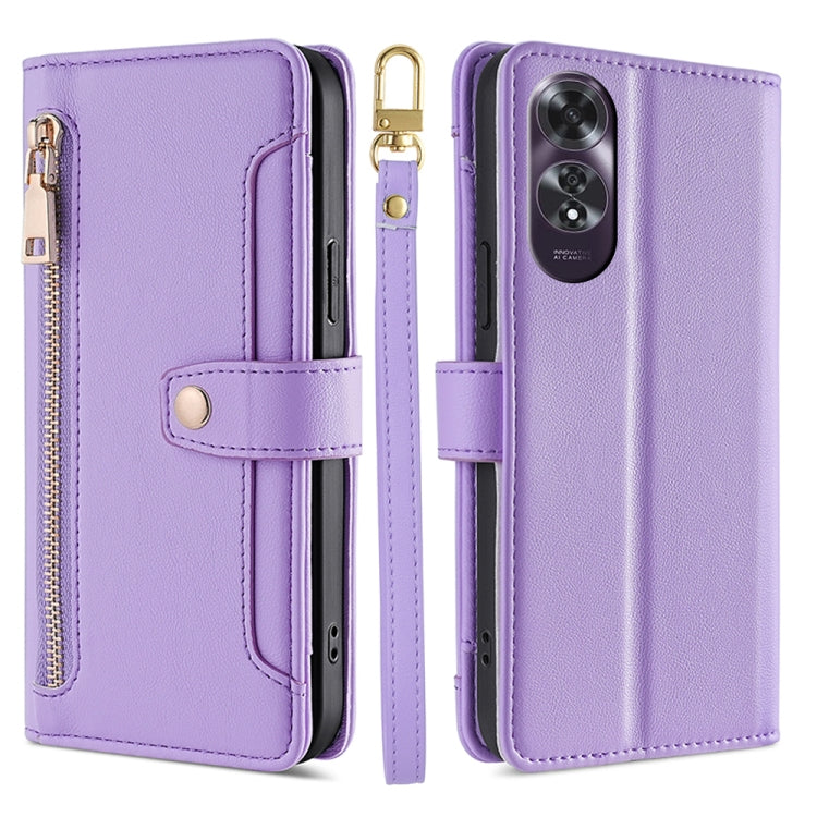 Sheep Texture Cross-body Zipper Wallet Leather Phone Case, For OPPO Find X8s 5G, For OPPO Find X8 Ultra 5G, For OPPO Reno13 F 5G / 4G, For OPPO A3 5G India, For OPPO Reno12 F 5G, For OPPO A3 Pro 5G India, For OPPO Reno12 5G Global, For OPPO A60 4G Global