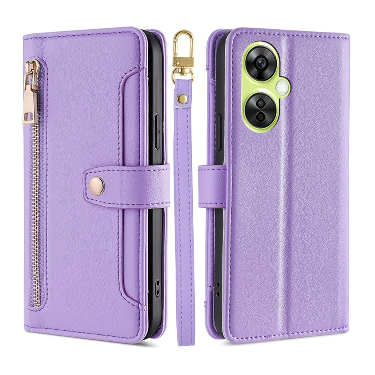 Sheep Texture Cross-body Zipper Wallet Leather Phone Case, For OnePlus Nord CE 4 Lite 5G, For OnePlus Ace 3V 5G, For OnePlus Nord CE4, For OnePlus Ace 2 Pro, For OnePlus Nord CE3 5G, For OnePlus Nord CE 3 Lite 5G