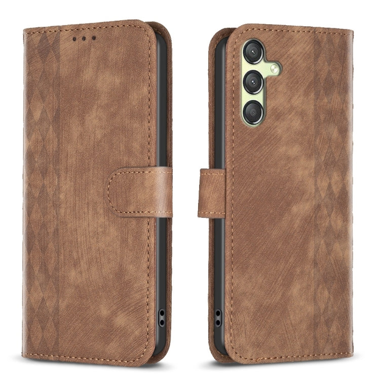 Plaid Embossed Leather Phone Case, For Samsung Galaxy A24 4G, For Samsung Galaxy A31, For Samsung Galaxy A32 4G, For Samsung Galaxy A32 5G, For Samsung Galaxy A33, For Samsung Galaxy A34, For Samsung Galaxy A41, For Samsung Galaxy A42 5G