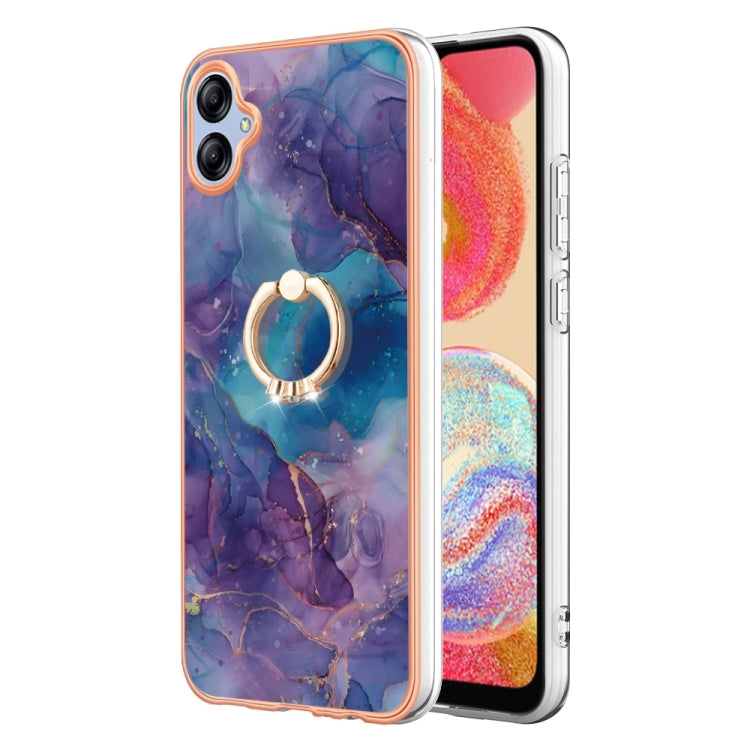 Electroplating Marble Dual-side IMD Phone Case with Ring, For Samsung Galaxy A15 5G, For Samsung Galaxy A55, For Samsung Galaxy A35, For Samsung Galaxy S24 Ultra 5G, For Samsung Galaxy S24+ 5G, For Samsung Galaxy S24 5G, For Samsung Galaxy A05