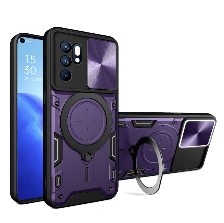 CD Texture Sliding Camshield Magnetic Holder Phone Case, For OPPO Find X8 Pro, For OPPO Reno8 T 5G, For OPPO A17 4G, For OPPO Reno8 Pro 5G, For OPPO Reno8 5G, For OPPO Reno7 4G / F21 Pro 4G, For OPPO Reno7 5G, For OPPO Reno 6 4G