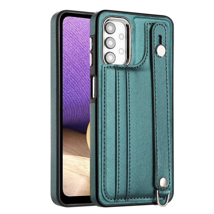 Shockproof Leather Phone Case with Wrist Strap, For Samsung Galaxy A23 4G / F23 5G / M23 5G, For Samsung Galaxy A53 5G, For Samsung Galaxy A73 5G, For Samsung Galaxy A33 5G, For Samsung Galaxy A13 4G, For Samsung Galaxy S22 Ultra 5G