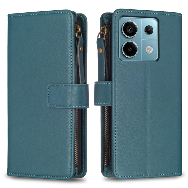 9 Card Slots Zipper Wallet Leather Flip Phone Case, For Xiaomi Redmi Note 13 Pro 4G Global, For Xiaomi Poco M6 Pro 4G, For Xiaomi Redmi Note 13 4G Global, For Xiaomi Redmi Note 13, For Xiaomi Redmi 13C, For Xiaomi Redmi Note 13 Pro+ 5G