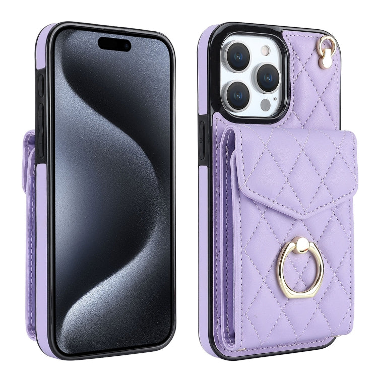 Rhombic Texture Card Bag Phone Case with Long Lanyard, For iPhone 18 Pro / 17 Pro, For iPhone 18 Pro Max / 17 Pro Max, For iPhone 17e / 16e, For iPhone 17, For iPhone Air, For iPhone 15 Pro Max