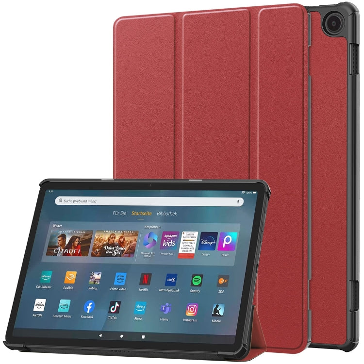 Custer Pure Color 3-Fold Holder Smart Leather Tablet Case, For Amazon Fire Max 11