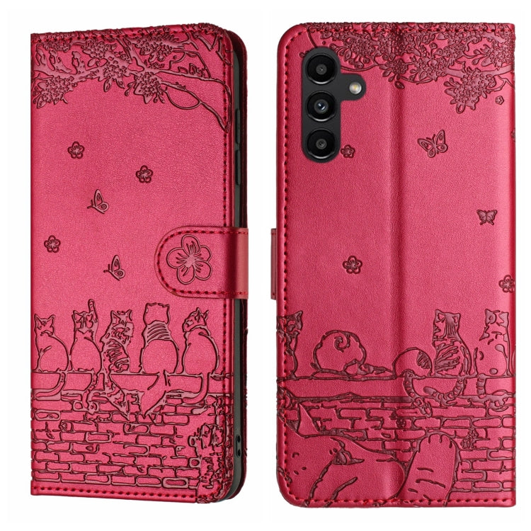 Cat Embossing Pattern Leather Phone Case with Lanyard, For Samsung Galaxy A15, For Samsung Galaxy A54, For Samsung Galaxy A05s, For Samsung Galaxy S23 FE, For Samsung Galaxy S23 Ultra, For Samsung Galaxy S23, For Samsung Galaxy S20 FE