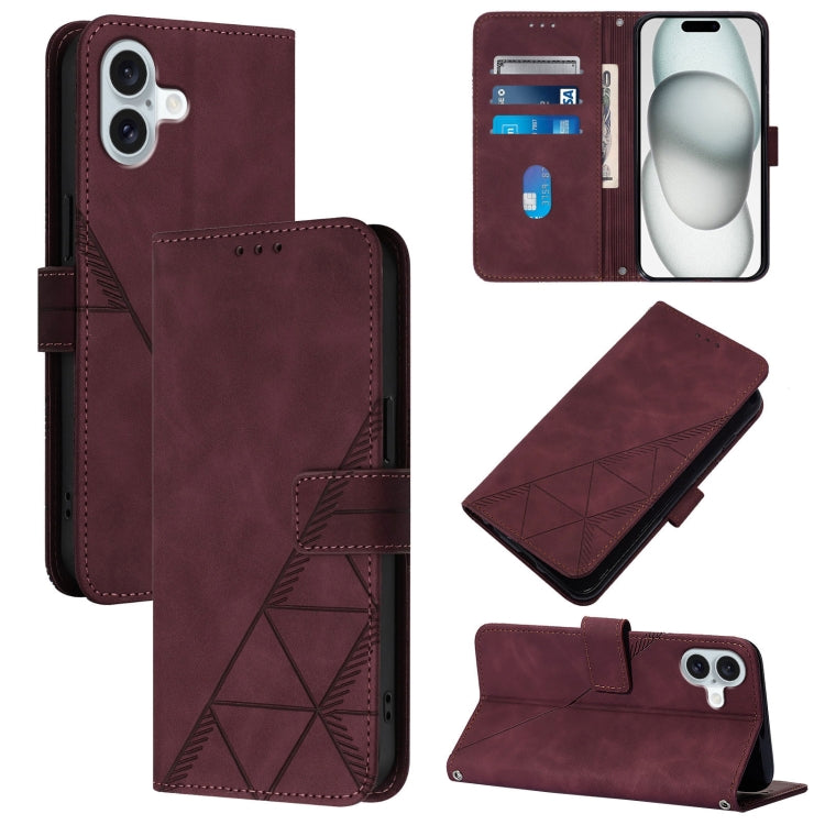 Crossbody 3D Embossed Flip Leather Phone Case, For iPhone 18 Pro / 17 Pro, For iPhone 18 Pro Max / 17 Pro Max, For iPhone 16e / 17e, For iPhone 17, For iPhone Air, For iPhone 16 Pro Max, For iPhone 16 Pro, For iPhone 16 Plus