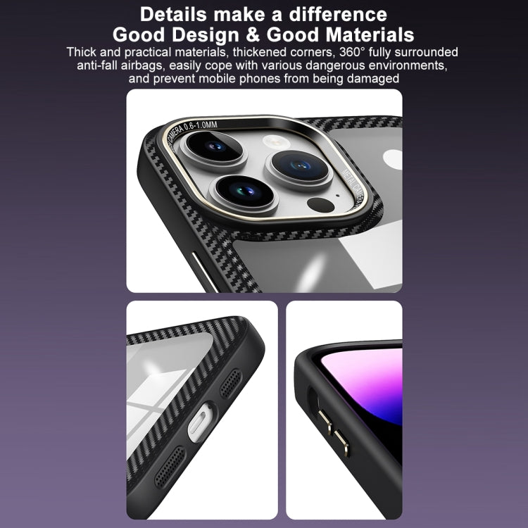 Carbon Fiber Transparent Back Panel Phone Case, For iPhone 11 Pro Max, For iPhone 11