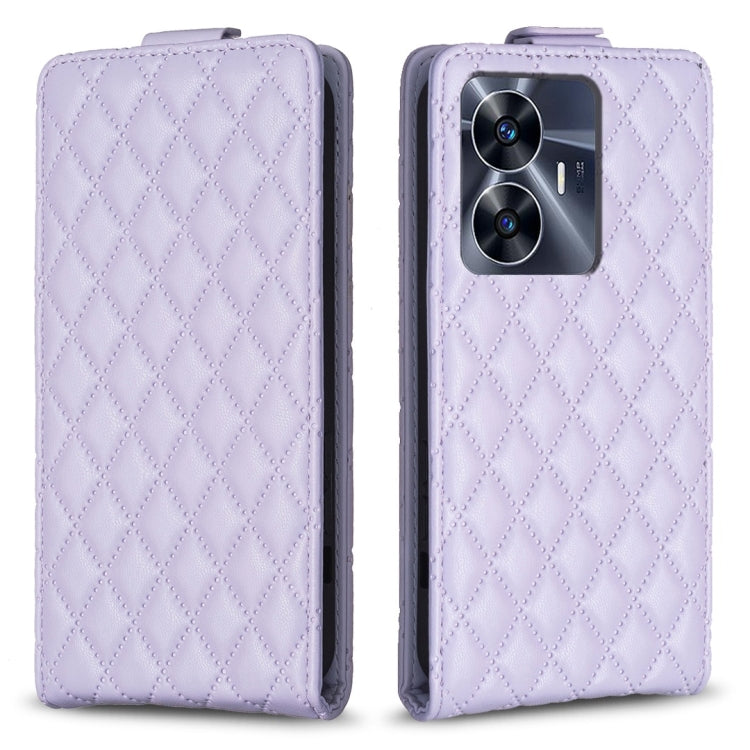 Diamond Lattice Vertical Flip Leather Phone Case, For Realme C53, For Realme C55