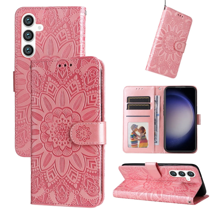Embossed Sunflower Leather Phone Case, For Samsung Galaxy A05s, For Samsung Galaxy M34 5G, For Samsung Galaxy A25 5G Global, For Samsung Galaxy S23 FE 5G