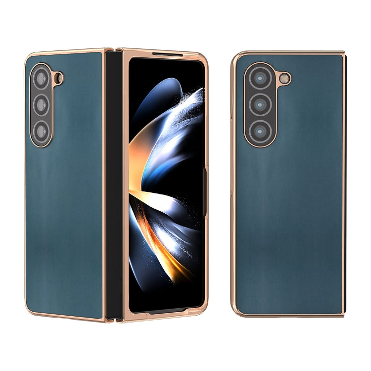 Genuine Leather Xiaoya Series Nano Plating Phone Case, For Samsung Galaxy Z Flip5, For Samsung Galaxy Z Fold5